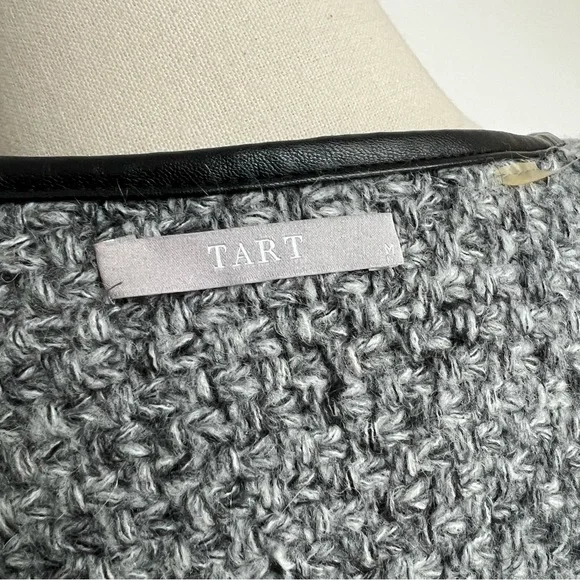 Tart Marled Grey Knit Long Open Cardigan Jacket Medium - Picture 9 of 9